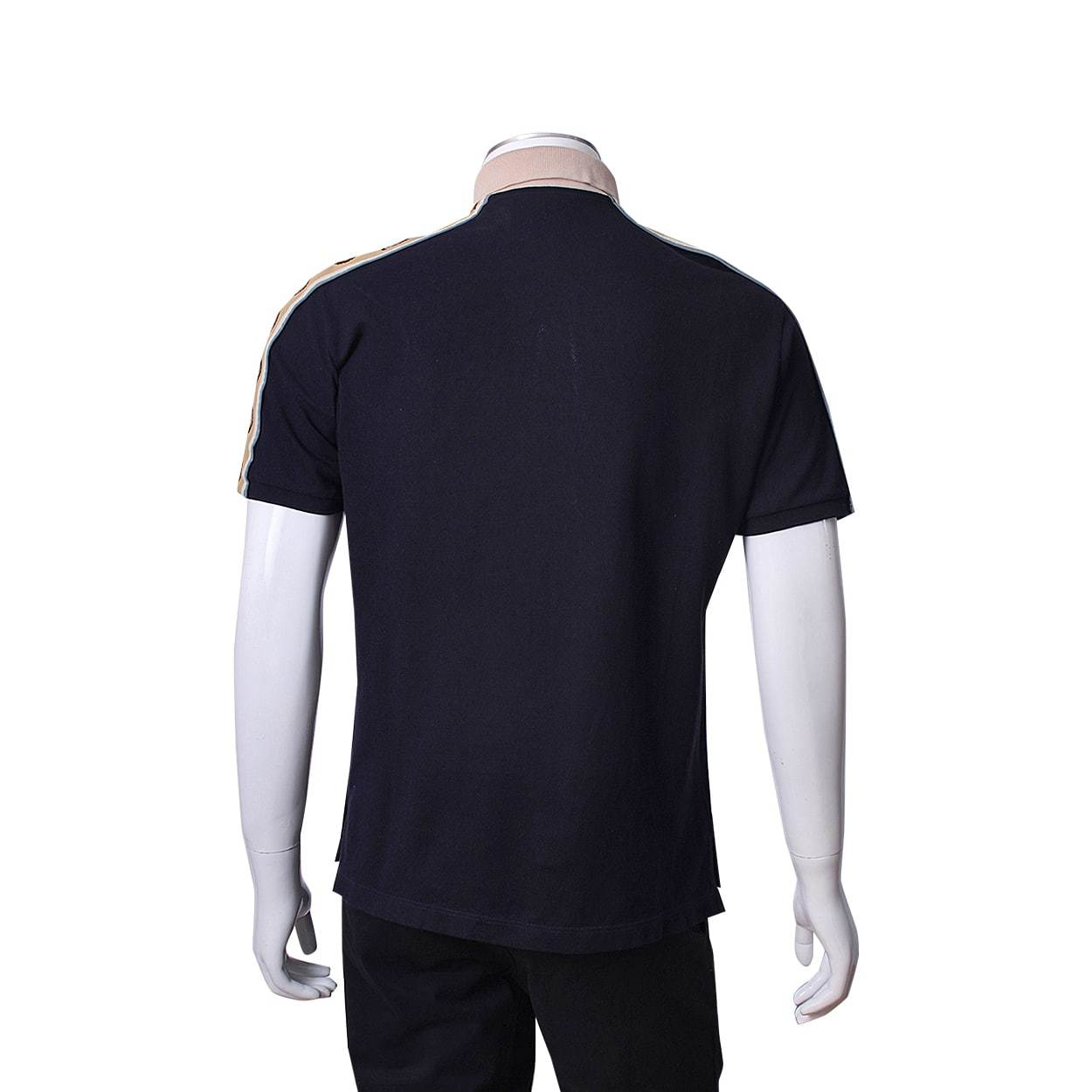 GUCCI Cotton GG Stripe Polo T-Shirt Black/Beige | Luxity