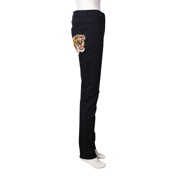 Denim Angry Cat Tapered Trousers Black