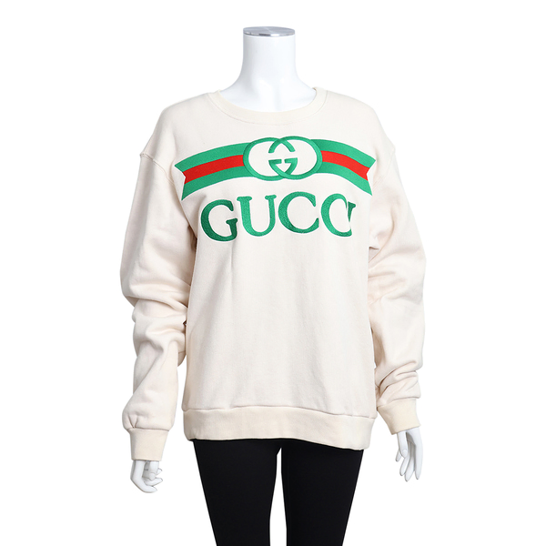 Cotton Logo Sweatshirt Cream