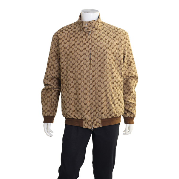 Cotton/Polyester GG Bomber Jacket Beige/Brown