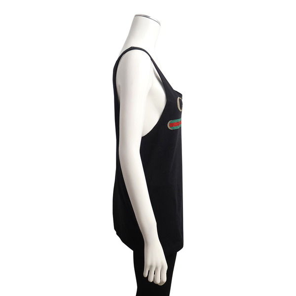 Cotton Rosa Rugosa Tank Top Black