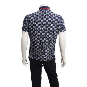 Cotton GG Jacquard Polo Shirt Navy/White, view 3