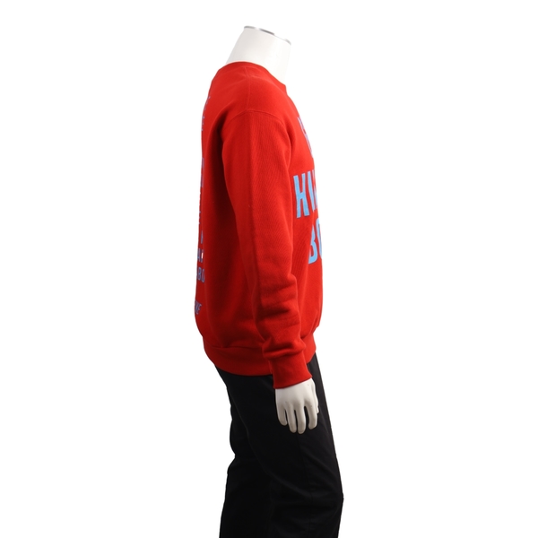 Cotton Humphrey Bogart Print Oversized Crewneck Sweatshirt Red