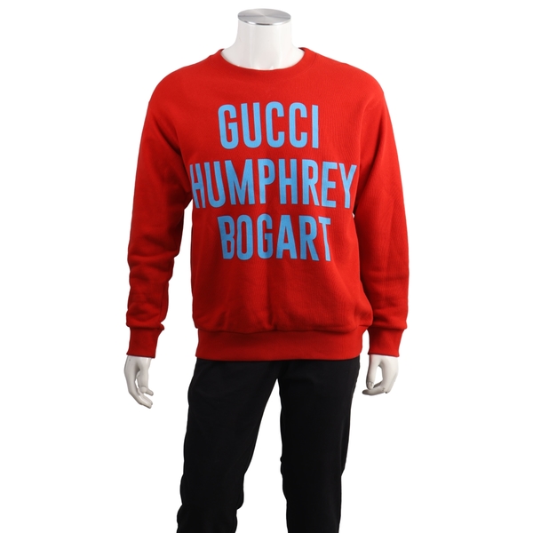 Cotton Humphrey Bogart Print Oversized Crewneck Sweatshirt Red