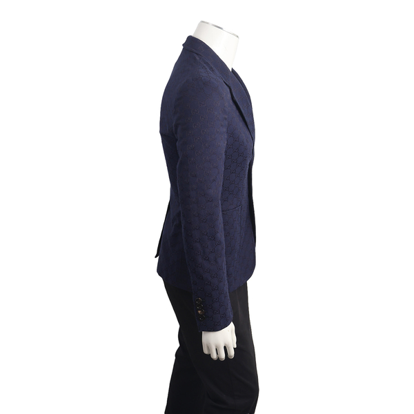 Cotton Blend GG Blazer Blue