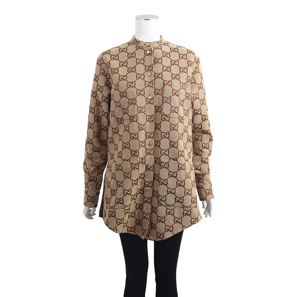 Cotton Blend GG Shirt Beige/Ebony