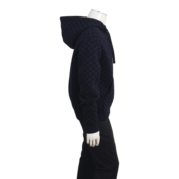 Mixed Material GG Jersey Zip Jacket Navy