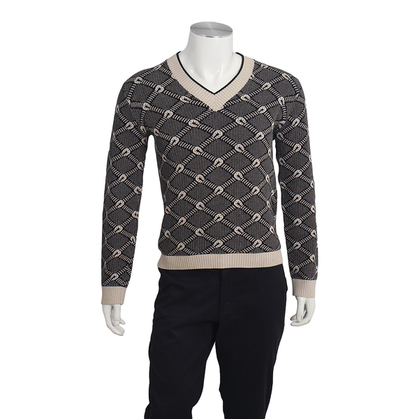 Cotton Horse Shoe Sweater Black/Beige