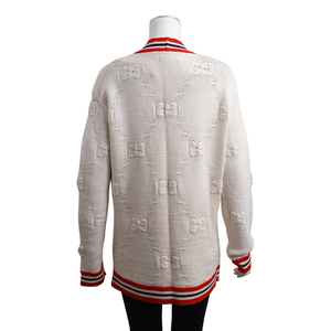 Wool Blend Cardigan Ivory/Red, view 3