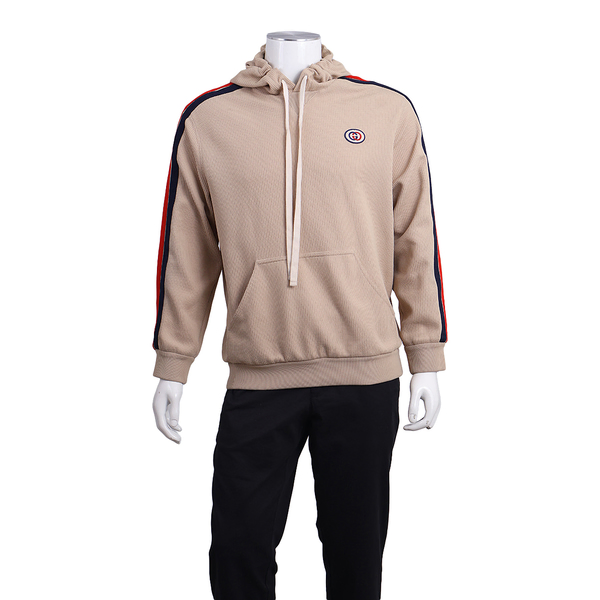 Polyester/Cotton GG Embroidered Hoodie Beige