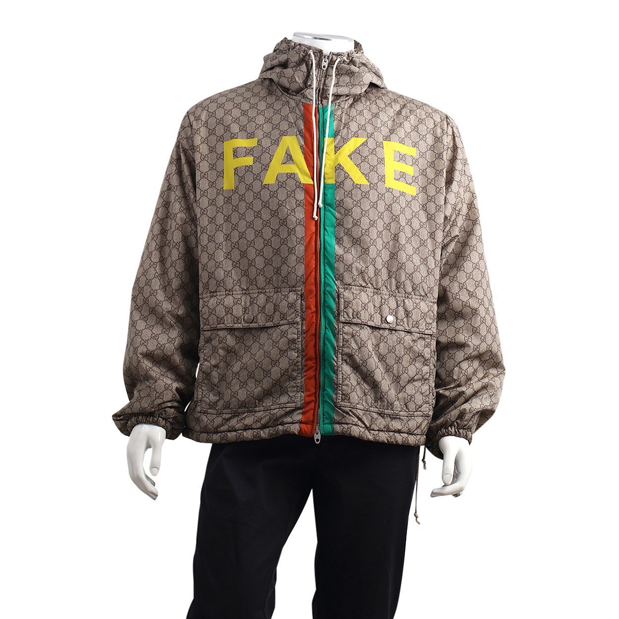 Nylon GG "FAKE/NOT" Windbreaker Beige