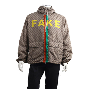 Nylon GG "FAKE/NOT" Windbreaker Beige