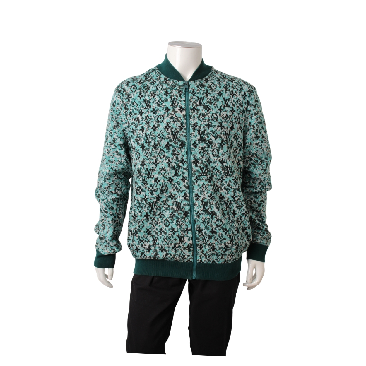 LOUIS VUITTON Cotton Monogram Zip Jacket Green | Luxity