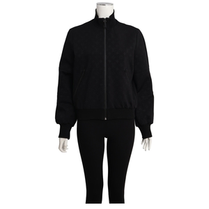 LOUIS VUITTON Embossed Monogram Zip-Up Jacket Black | Luxity