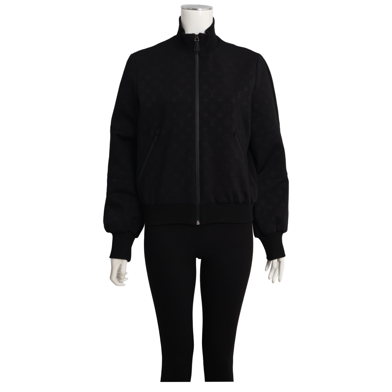 Louis Vuitton ブラック ジップアップジャケット LOUIS VUITTON Embossed Monogram Zip-Up Jacket Black | Luxity