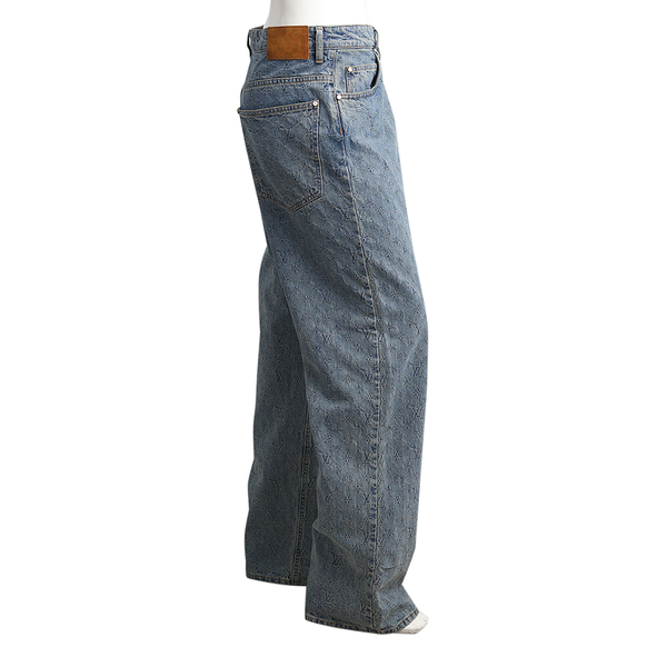 Cotton Monogram Denim Jeans Blue