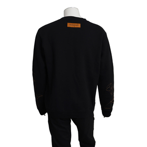 Cotton LV Music Line Embroidered Crewneck Black, view 3