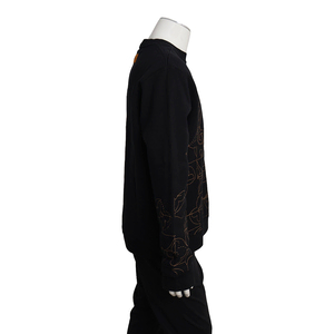 Cotton LV Music Line Embroidered Crewneck Black, view 2
