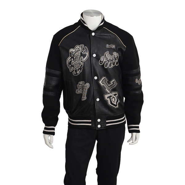 x Virgil Abloh Leather LV Varsity Blouson Black
