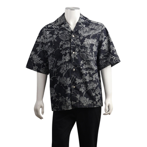 Cotton Jacquard Denim Shirt Blue/White