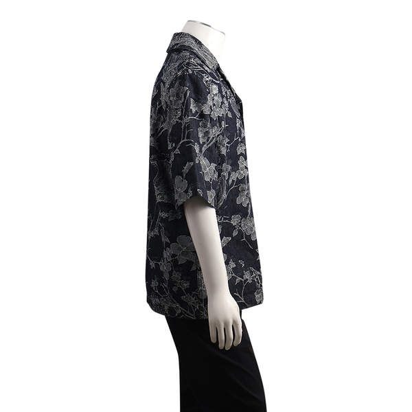 Cotton Jacquard Denim Shirt Blue/White