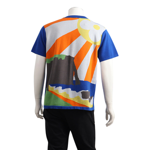 Cotton LVM Intarsia T-Shirt Blue, view 3