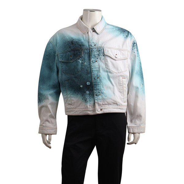 Denim Spray Painted Jacket Blue/White