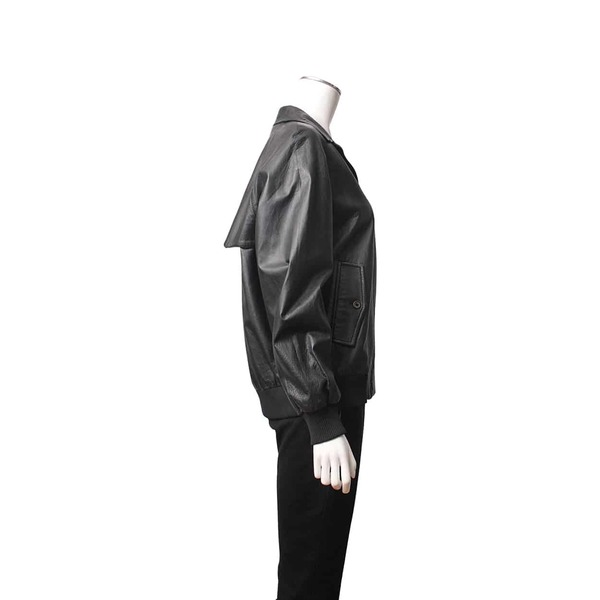 Leather Bomber Jacket Black