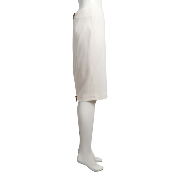 Viscose/Polyester Zip Pencil Skirt White