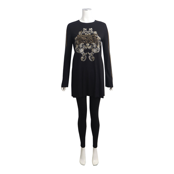 COLLECTION Viscose Logo Embellished T-Shirt/Dress Black