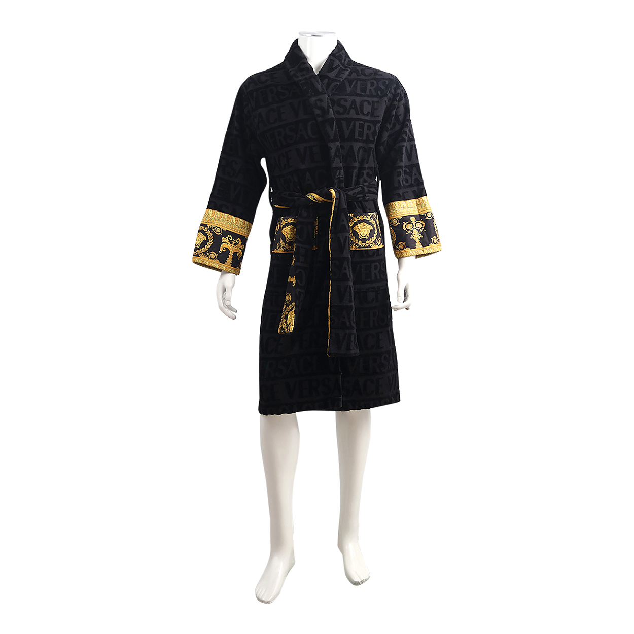 Cotton I Love Baroque Bathrobe Black