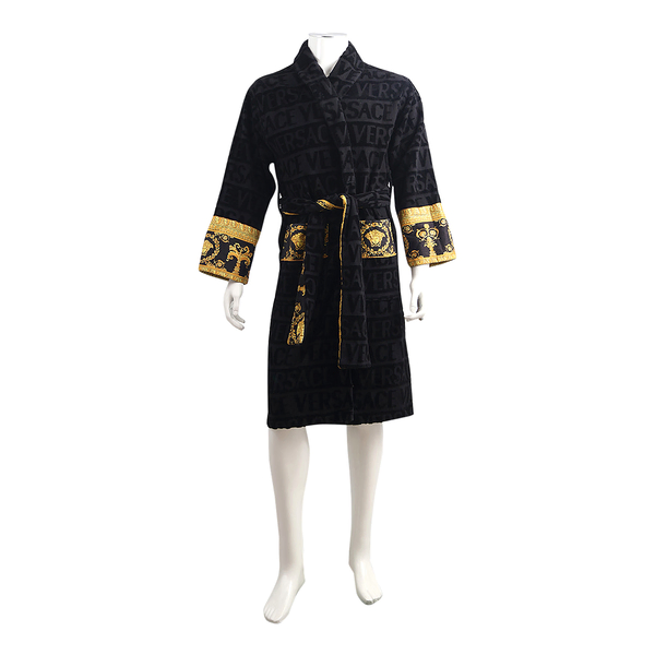 Cotton I Love Baroque Bathrobe Black