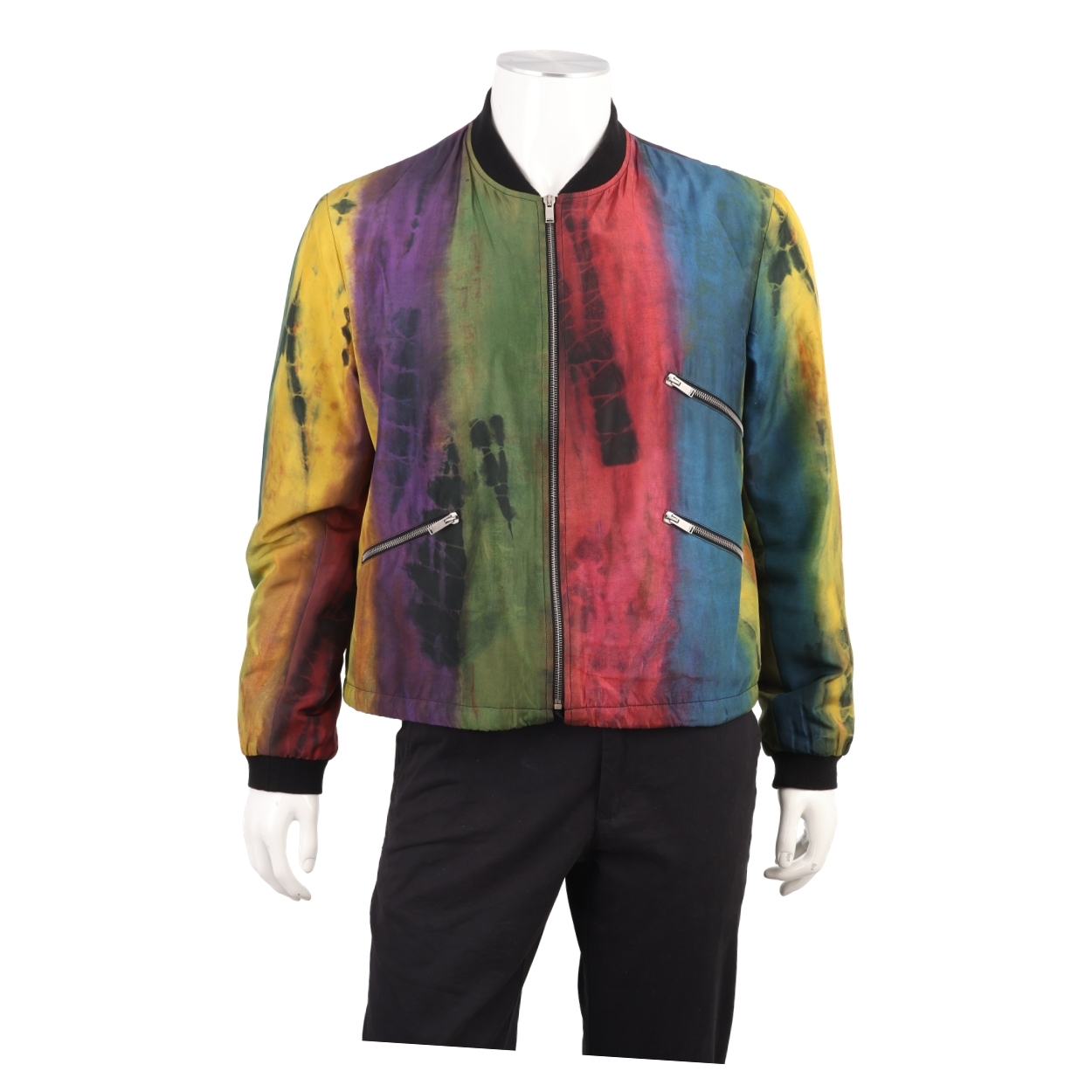 SAINT LAURENT Silk Tie Dye Bomber Jacket Multicolor | Luxity