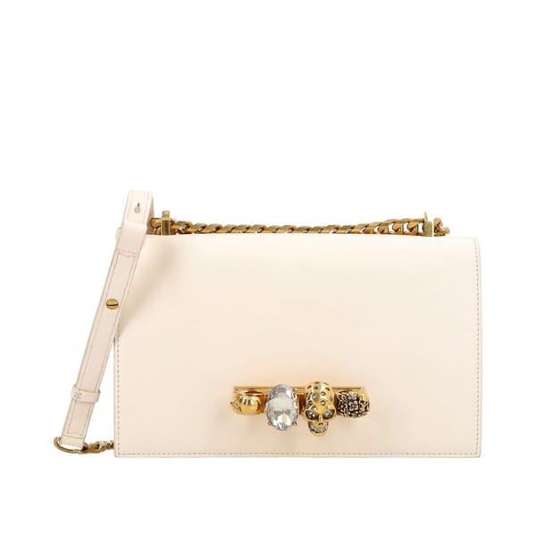 Leather Jewelled Satchel Ivory