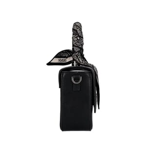 Leather Micro Long MA Top Handle Bag Black, view 6