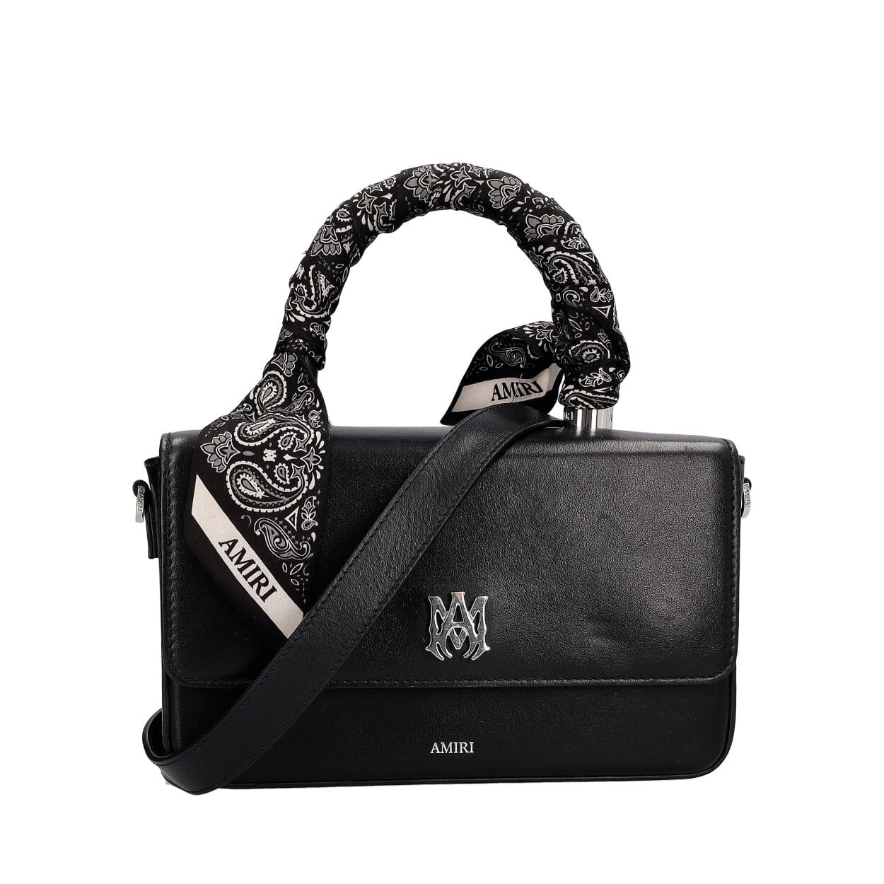 Leather Micro Long MA Top Handle Bag Black