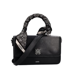 Leather Micro Long MA Top Handle Bag Black