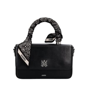 Leather Micro Long MA Top Handle Bag Black, view 4