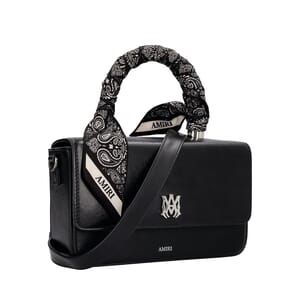 Leather Micro Long MA Top Handle Bag Black, view 2
