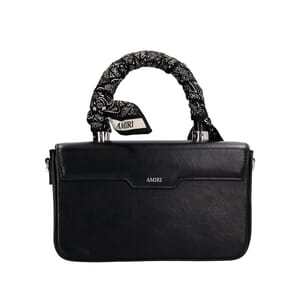 Leather Micro Long MA Top Handle Bag Black, view 3