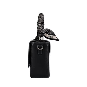 Leather Micro Long MA Top Handle Bag Black, view 5