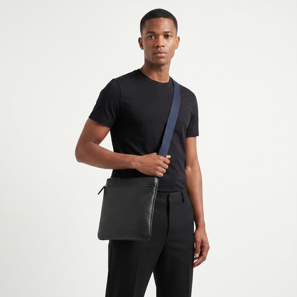 Leather Messenger Navy