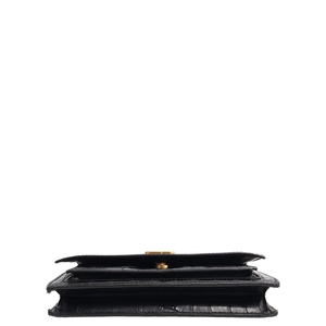 Croc Embossed Small Sharp Shoulder Bag Black, view 7