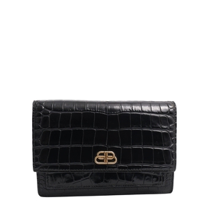 Croc Embossed Small Sharp Shoulder Bag Black, view 4