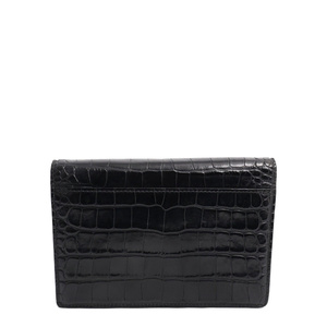 Croc Embossed Small Sharp Shoulder Bag Black, view 3