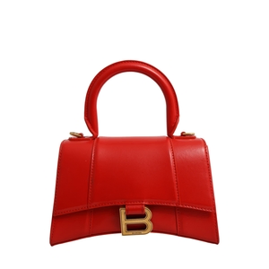 Leather Hour Glass Small Bag Red, view 4
