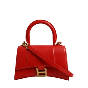 Leather Hour Glass Small Bag Red