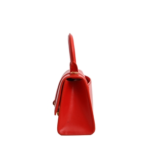 Leather Hour Glass Small Bag Red, view 6