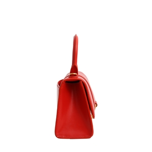 Leather Hour Glass Small Bag Red, view 5