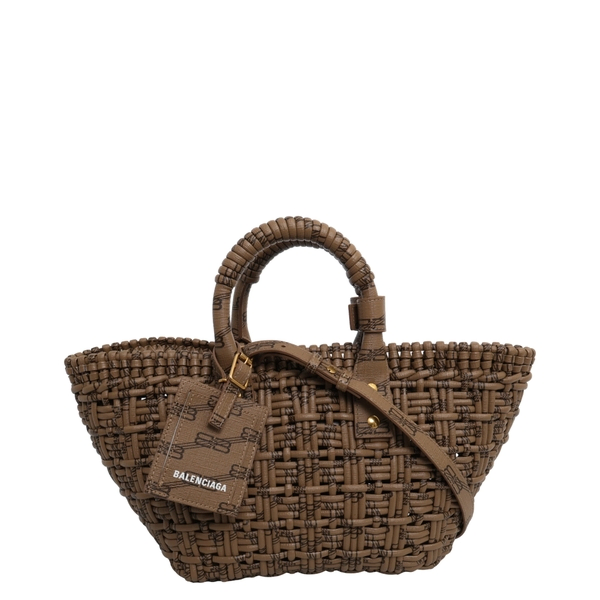 BALENCIAGA Woven Leather Bistro XS Basket Tote Brown | Luxity